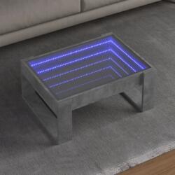 vidaXL betonszürke végtelen hatású LED-es dohányzóasztal 70x53x30 cm (847633)