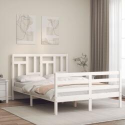 vidaXL fehér tömör fa ágykeret fejtámlával Small Double (3194932)