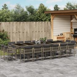 vidaXL 17 részes szürke polyrattan kerti étkezőgarnitúra párnával (3211604) - vidaxl