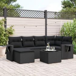 vidaXL 7 részes fekete polyrattan kerti ülőgarnitúra párnával (3252802)
