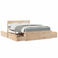 vidaXL tömör fenyőfa ágy fiókokkal és matraccal 120 x 190 cm (3281916)