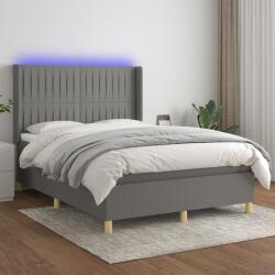 vidaXL sötétszürke szövet rugós és LED-es ágy matraccal 140x200 cm (3139038)