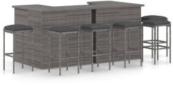 vidaXL 8 részes szürke polyrattan kerti bárszett párnával (3064927)