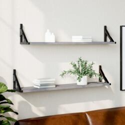 vidaXL 2 db szürke sonoma színű szerelt fa fali polc 80 x 15 x 15, 5 cm (836331)