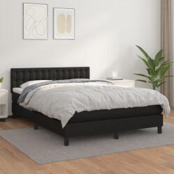 vidaXL fekete műbőr rugós ágy matraccal 140 x 190 cm (3141119)