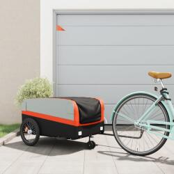 vidaXL fekete-narancssárga vas kerékpár-utánfutó 45 kg (94061) - vidaxl