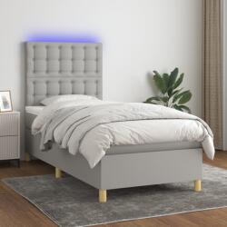 vidaXL világosszürke szövet rugós és LED-es ágy matraccal 90x200 cm (3135725)