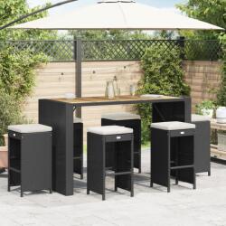 vidaXL 6 db fekete polyrattan kerti bárszék párnával (368692)