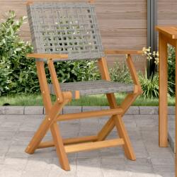 vidaXL 2 db szürke tömör akácfa és polyrattan kerti szék (367664)