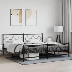 vidaXL fekete fém ágykeret fej- és lábtámlával 200 x 200 cm (376251)