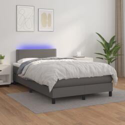 vidaXL szürke műbőr rugós ágy matraccal és LED-del 120x200 cm (3134157)