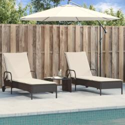 vidaXL 2 db fekete polyrattan napozóágy párnával (3261434)