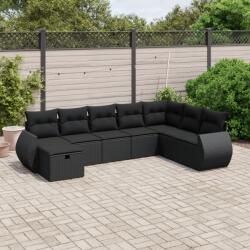 vidaXL 8 részes fekete polyrattan kerti ülőgarnitúra párnákkal (3264201) - vidaxl