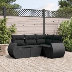 vidaXL 4 részes fekete polyrattan kerti ülőgarnitúra párnákkal (3221304)