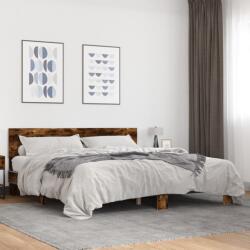 vidaXL füstös tölgy színű szerelt fa és fém ágykeret 200 x 200 cm (3280174)