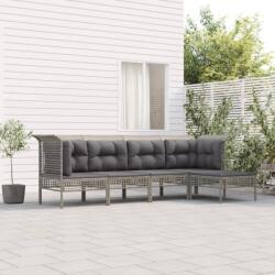 vidaXL 5 részes szürke polyrattan kerti ülőgarnitúra párnákkal (3187503)