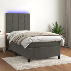 vidaXL sötétszürke bársony rugós és LED-es ágy matraccal 90x200 cm (3136102)