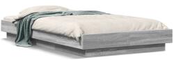 vidaXL szürke sonoma színű szerelt fa ágykeret LED-del 90 x 190 cm (3281152)
