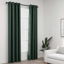 vidaXL 2 db zöld, vászonhatású sötétítőfüggöny fűzőkarikával 140 x 225 cm (321185) - vidaxl