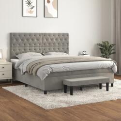 vidaXL világosszürke bársony rugós ágy matraccal 160x200 cm (3138031)