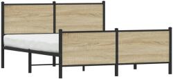 vidaXL sonoma tölgy színű fém ágykeret matrac nélkül 140 x 200 cm (3301361)