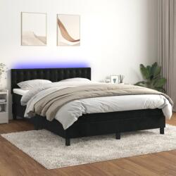 vidaXL fekete bársony rugós és LED-es ágy matraccal 140x200 cm (3134647)