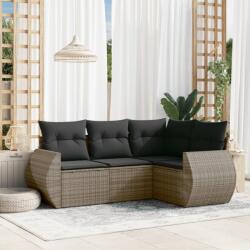 vidaXL 4 részes szürke polyrattan kerti ülőgarnitúra párnákkal (3253647)