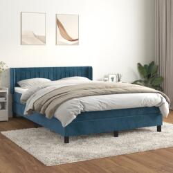 vidaXL sötétkék bársony rugós ágy matraccal 140x190 cm (3131079)