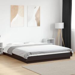 vidaXL fekete szerelt fa ágykeret LED-világítással 150 x 200 cm (3281092) - vidaxl