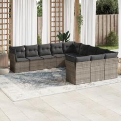 vidaXL 11 részes szürke polyrattan kerti ülőgarnitúra párnákkal (3250249)