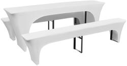 vidaXL 3 db nyújtható védőhuzat sör asztalnak és padnak 220x70x80cm fehér (130793) - vidaxl