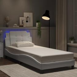 vidaXL fehér műbőr ágykeret LED-világítással 100 x 200 cm (3214090) - vidaxl