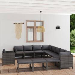 vidaXL 12 részes szürke polyrattan kerti ülőgarnitúra párnákkal (3059776)