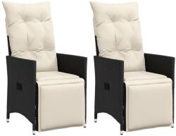 vidaXL 2 db fekete polyrattan dönthető kerti szék párnával (365666)