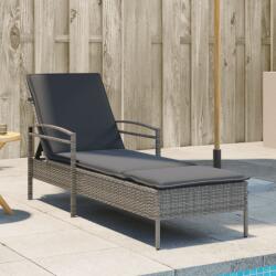 vidaXL szürke polyrattan napozóágy párnával 63x200x81 cm (368301) - vidaxl