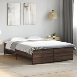 vidaXL barna tölgyszínű szerelt fa és fém ágykeret 120 x 200 cm (3279896)