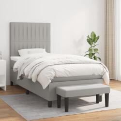 vidaXL világosszürke szövet rugós ágy matraccal 80 x 200 cm (3136709) - vidaxl