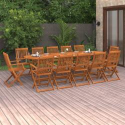vidaXL 13 részes tömör akácfa kerti étkezőgarnitúra 280x90x75 cm (3086979)