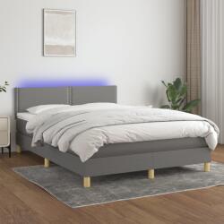 vidaXL sötétszürke szövet rugós és LED-es ágy matraccal 140x190 cm (3133630)