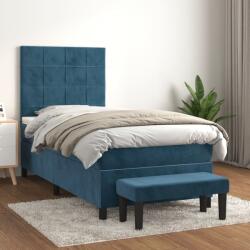 vidaXL sötétkék bársony rugós ágy matraccal 100 x 200 cm (3137831)