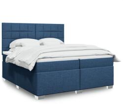 vidaXL kék szövet rugós ágy matraccal 200 x 200 cm (3290601)