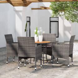 vidaXL 5 részes szürke polyrattan kerti étkezőgarnitúra (3058493)
