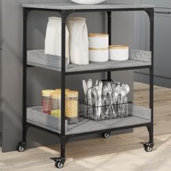 vidaXL szürke sonoma szerelt fa zsúrkocsi 60 x 41 x 80, 5 cm (842404)