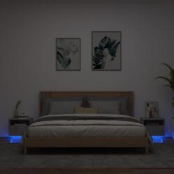 vidaXL 2 db betonszürke éjjeliszekrény LED-világítással 40x39x37 cm (836805)