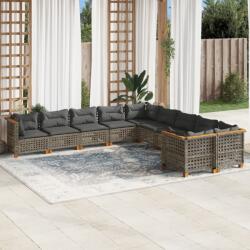vidaXL 10 részes szürke polyrattan kerti ülőgarnitúra párnákkal (3262047)