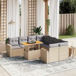 vidaXL 9 részes bézs polyrattan kerti ülőgarnitúra párnákkal (3271241) - vidaxl