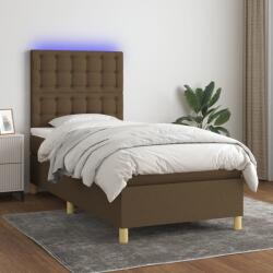 vidaXL barna szövet rugós és LED-es ágy matraccal 100x200 cm (3135736)