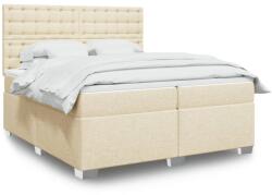 vidaXL krémszínű szövet rugós ágy matraccal 200 x 200 cm (3292914)