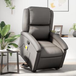 vidaXL szürke valódi bőr felállást segítő dönthető masszázsfotel (3204269) - vidaxl