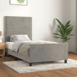vidaXL világosszürke bársony ágykeret matrac nélkül 90x200 cm (3125672)